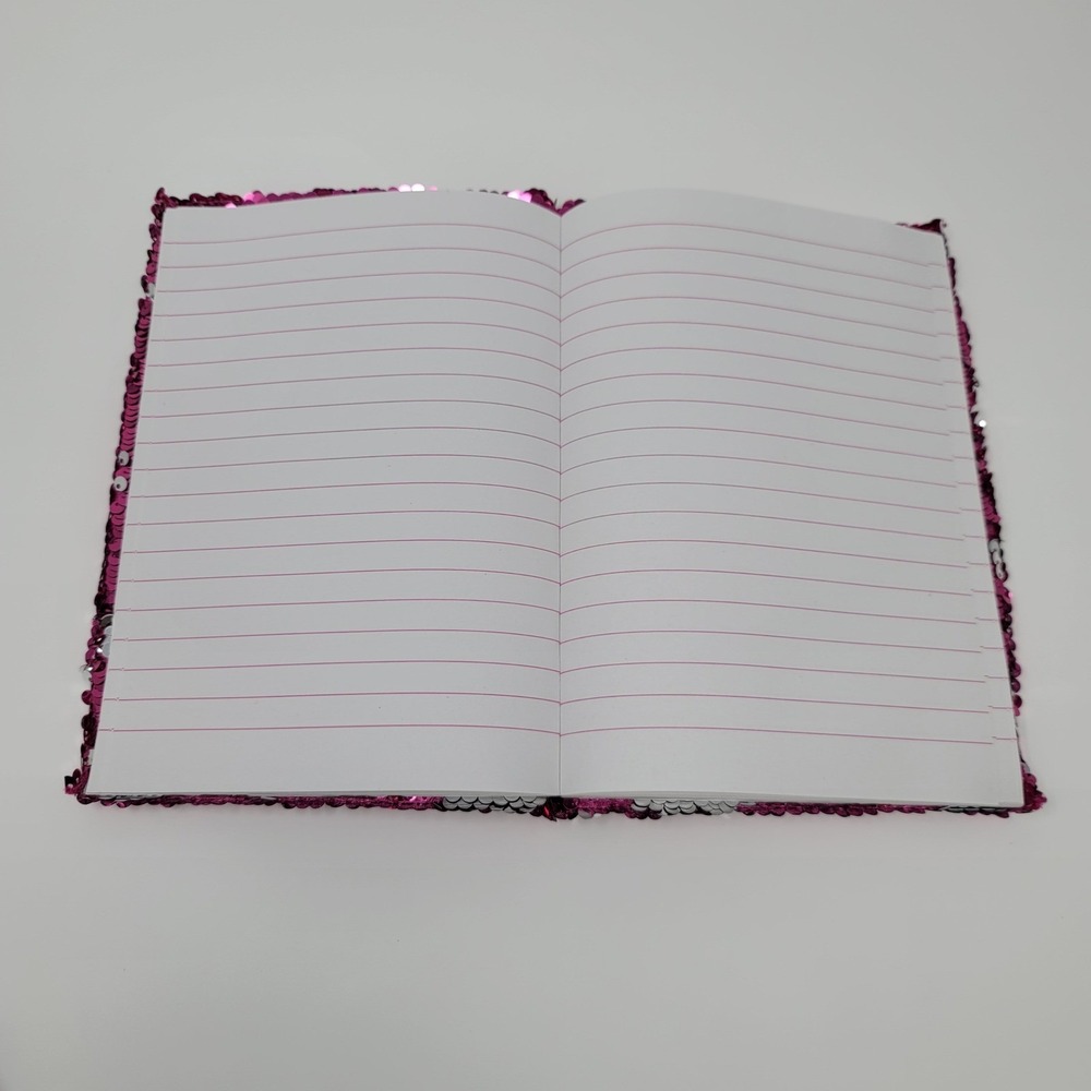 Flip Sequin Color Change Journal Diary Pink Silver Lined Notebook 80 Sheets - Picture 5 of 5